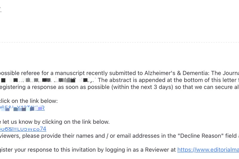 Lizhi was invited as a reviewer of Alzheimer's & Dementia