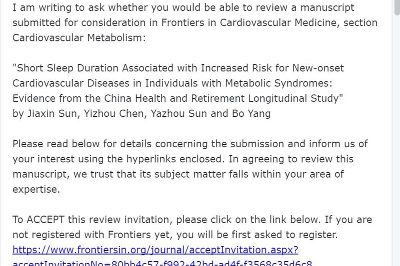 Lizhi was invited as a reviewer of Frontiers in Cardiovascular Medicine！