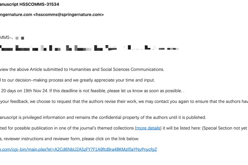 Lizhi was invited as a reviewer of Humanities and Social Sciences Communications